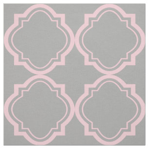 Pink And Gray Quatrefoil Geometric Pattern Fabric