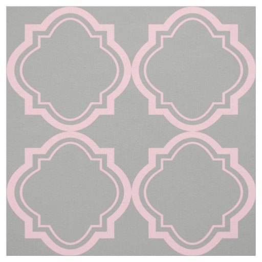 Pink And Gray Quatrefoil Geometric Pattern Fabric