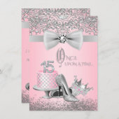 Pink and Gray Quinceanera Invitation (Front/Back)