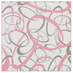 Pink and Gray Retro Shapes Pattern Fabric