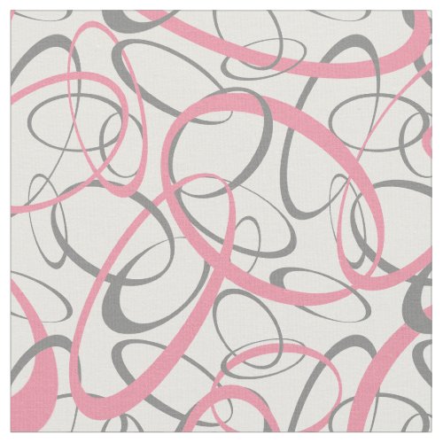 Pink and Gray Retro Shapes Pattern Fabric