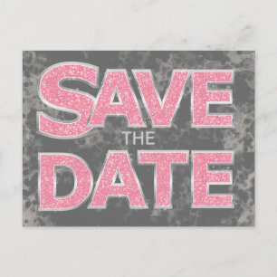Pink and Gray Save the Date Postcards