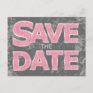 Pink and Gray Save the Date Postcards