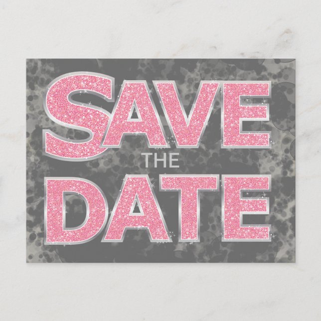 Pink and Gray Save the Date Postcards (Front)