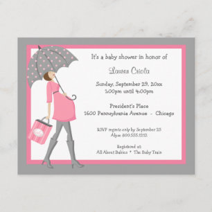 Pink And Gray Shopper Baby Shower Invitation