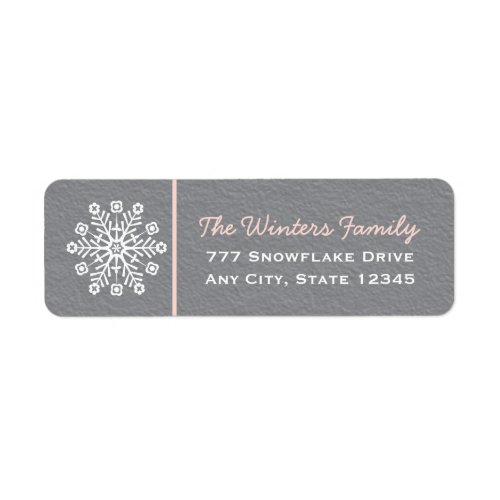 Pink and Gray Snowflake Return Address Labels