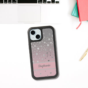 Pink And Gray Stars Ombre Stylish Chic Modern iPhone 15 Case
