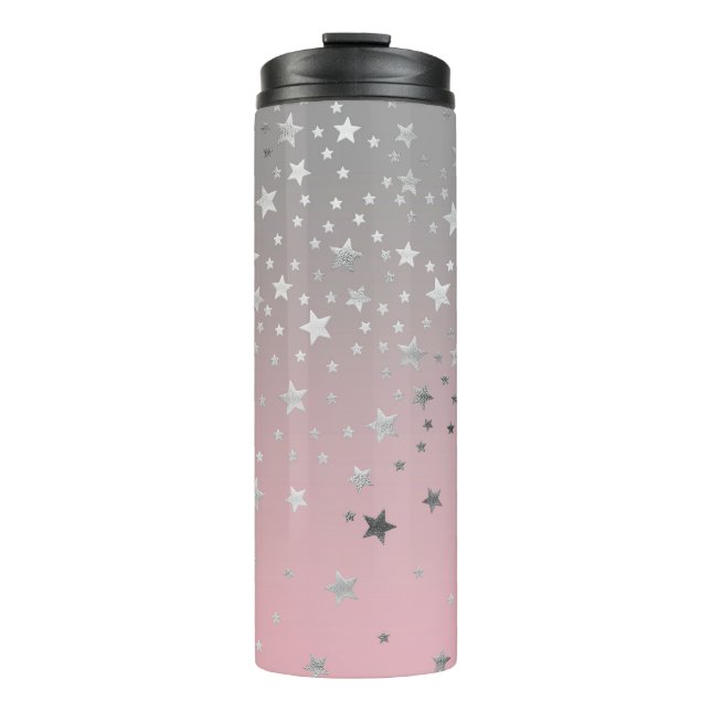 Pink And Gray Stars Stylish Modern Chic  Thermal Tumbler (Front)