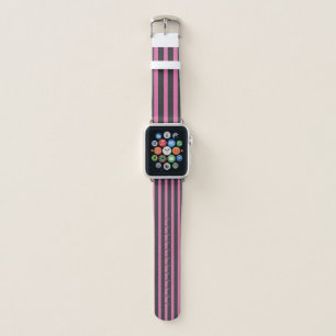 Pink and Gray Stripes Apple Watch Band