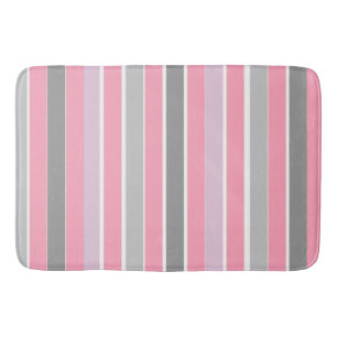 Pink and Gray Stripes Bath Mat