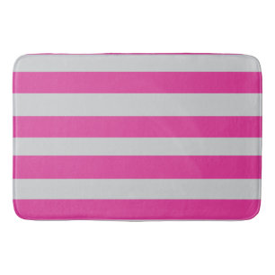Pink and Gray Stripes  Bath Mat