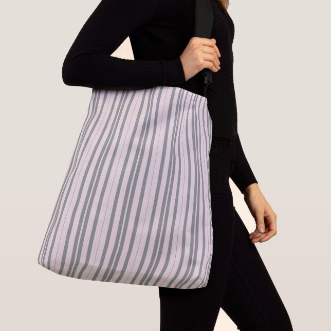 pink and gray stripes crossbody bag (Close Up)