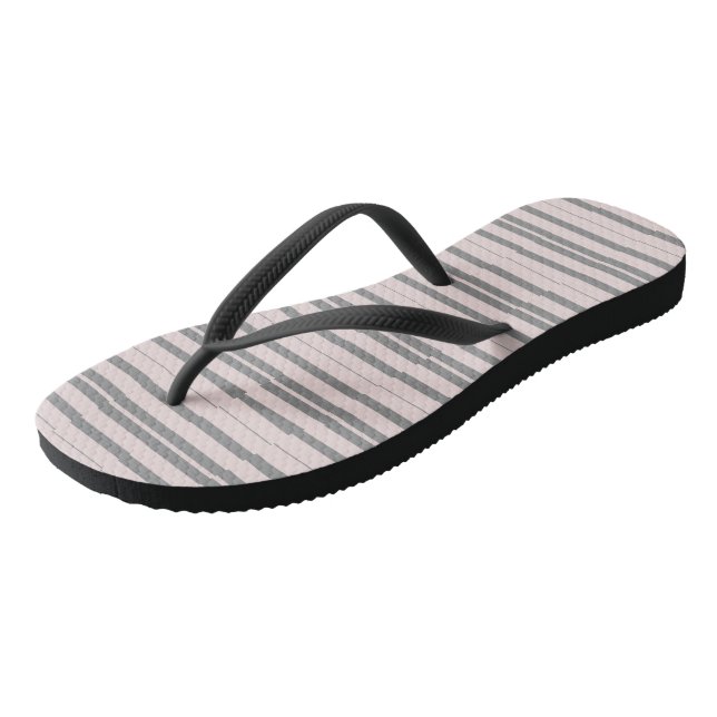 pink and gray stripes flip flops (Angled)