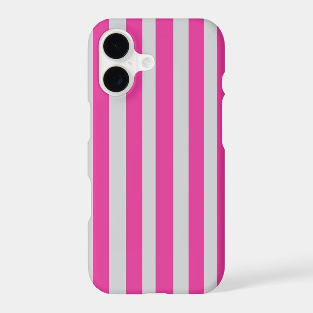 Pink and Gray Stripes  iPhone Case (Back)