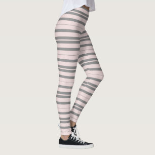 pink and gray stripes leggings