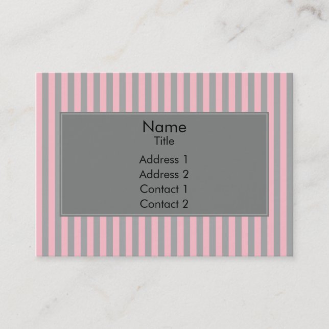 Pink and Gray Stripes Pattern Business Card (Front)