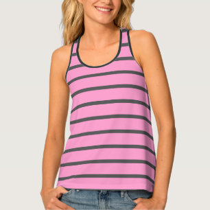 Pink and Gray Stripes Tank Top