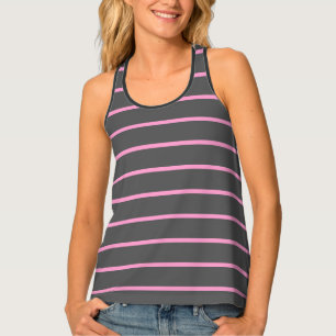 Pink and Gray Stripes Tank Top