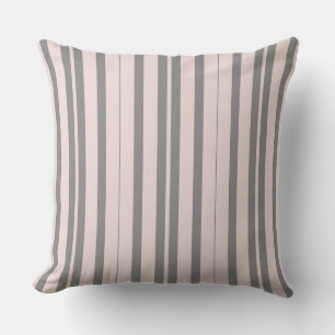 pink and gray stripes throw pillow