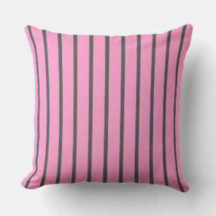 Pink and Gray Stripes Throw Pillow