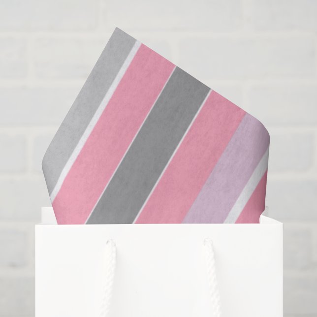 Pink and Gray Stripes Tissue Paper (Gift Bag)