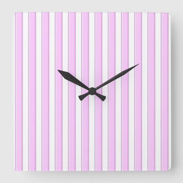Pink and Gray Stripes Wall Clock (Front)