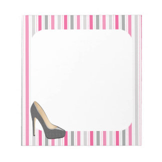 Pink and Gray Stripes With Gray Stiletto Notepad