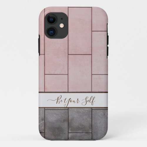 Pink and gray tiles monogram iPhone cases Case_Ma iPhone 11 Case