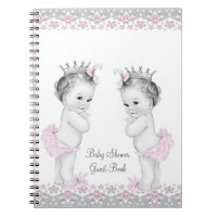 Pink and Gray Twins Baby Shower Guest Book