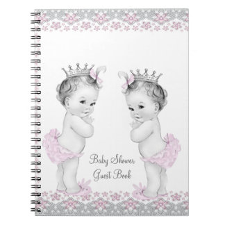 Pink and Gray Twins Baby Shower Guest Book