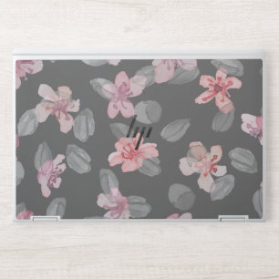 Pink and Gray Watercolor Floral  HP Laptop Skin