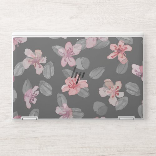 Pink and Gray Watercolor Floral  HP Laptop Skin