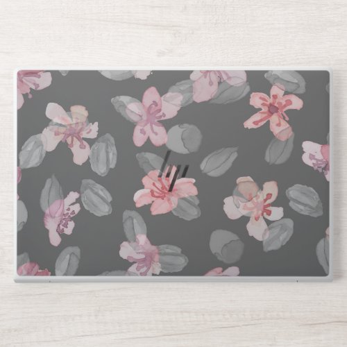 Pink and Gray Watercolor Floral  HP Laptop Skin