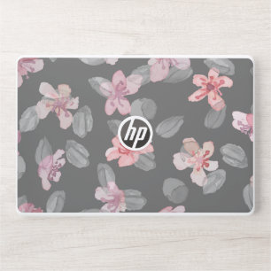 Pink and Gray Watercolor Floral HP Laptop Skin