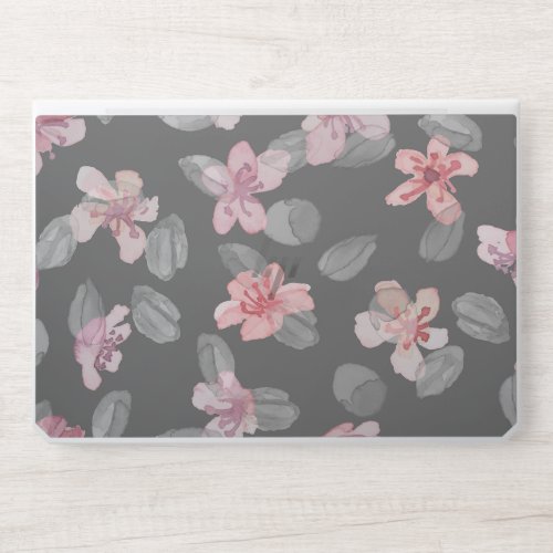 Pink and Gray Watercolor Floral  HP Laptop Skin