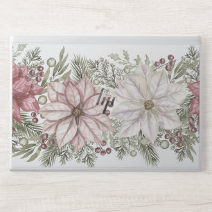 Pink and Gray Watercolor Floral HP Laptop Skin