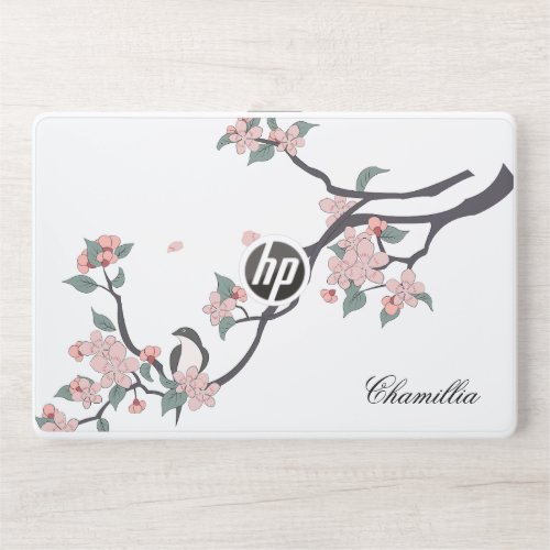 Pink and Gray Watercolor Floral Monogram  HP Laptop Skin