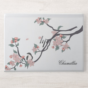 Pink and Gray Watercolor Floral Monogram  HP Laptop Skin