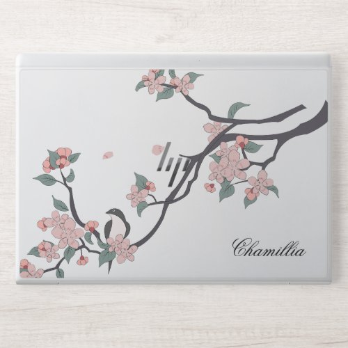 Pink and Gray Watercolor Floral Monogram  HP Laptop Skin