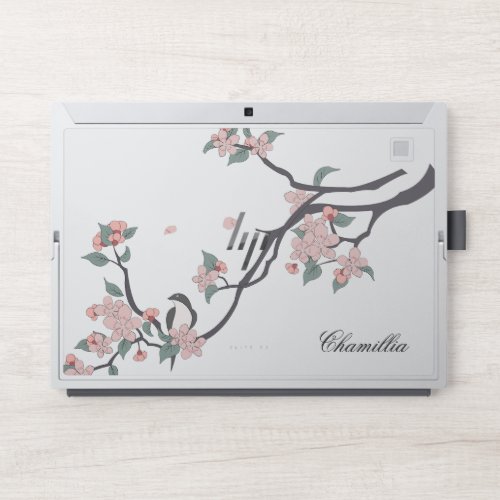 Pink and Gray Watercolor Floral Monogram HP Laptop Skin