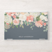 Pink and Gray Watercolor Floral with Your Name HP Laptop Skin (Front)