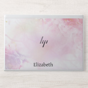 Pink and Gray Watercolor Floral with Your Name HP Laptop Skin