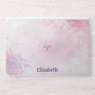 Pink and Gray Watercolor Floral with Your Name HP Laptop Skin