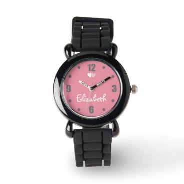 Pink and gray with hearts and name watch