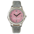 Pink and gray with hearts and name wrist watch Pink and gray with hearts and name wrist watch