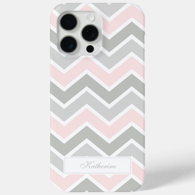 Pink and Gray Zigzag Chevron Pattern Case-Mate iPhone Case (Back)