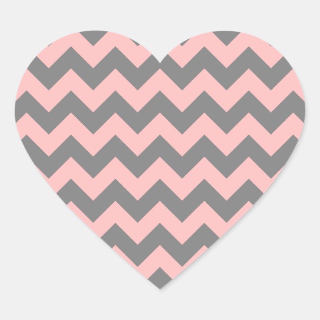 Pink and Gray Zigzag Heart Sticker (Front)