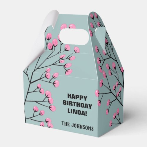 Pink and Grayish cyan Birthday gift box