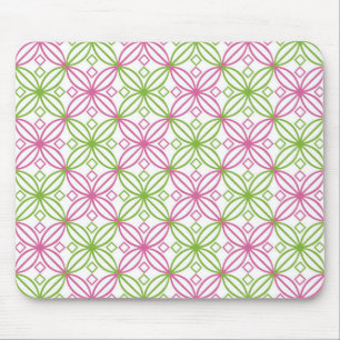 Pink and green abstract circles pattern mouse pad
