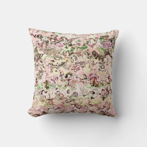 Pink and Green Abstract Throw Pillow